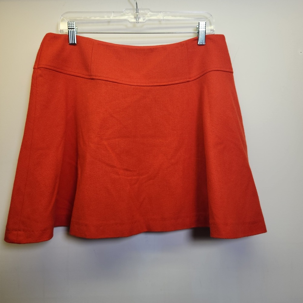 Boden Wool Blend Fluted Mini Skirt 10P Side Zip Lined Burnt Orange Dark Academia